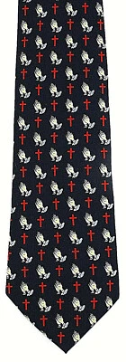 Corbata de oración y cruces para hombre oración religiosa cristiana corbata azul Foto 1 de 3