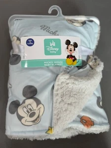 Disney Baby Unisex Mickey Mouse Blue Plush Crib Blanket - Picture 1 of 2