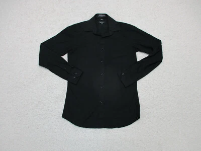 Marquis Button Up Shirt 14.5 Dress Black Casual Slim Fit Pocket Cotton Logo Mens - Image 1 of 4