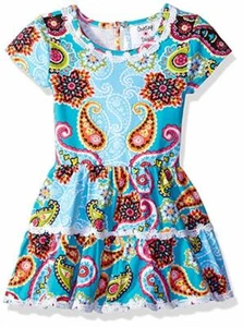 Counting Daisies Girls Floral Knit Tiered A-line Casual Twirl Dress Blue Size 5 - Picture 1 of 11