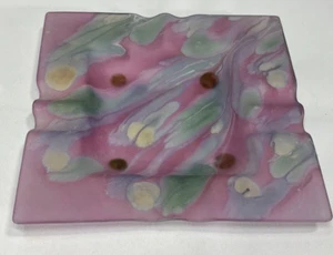 Art Nouveau *Rueven Art Glass* Dripping Colors Watercolors Ashtray - PERFECT ! - Picture 1 of 7