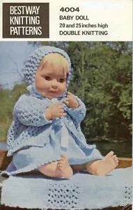 Baby Dolls Clothes Copy Knitting Pattern dress cardigan bonnet 4 ply - Picture 1 of 1