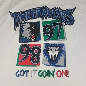 Vintage Timberwolves Short Sleeve White Mens XL 1997 1998 Powerpro Oneita Signed - Picture 1 of 10