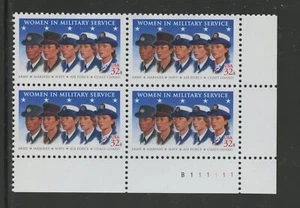 US 3174, 1997 32c WOMEN IN THE MILITARY, LR PBOF4, MNH (US1366K) - Picture 1 of 1