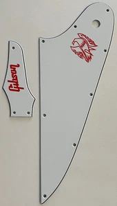 For Gibson Firebird & Truss Rod Cover Red "Logo" Guitar Pickguard 3 Ply White - Picture 1 of 5