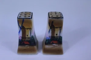 Set of Vintage Porcelain Salt & Pepper Shakers Nippon Hand Painted Windmill - Picture 1 of 8