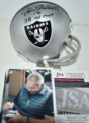 JIM PLUNKETT AUTOGRAPHED 2 BAR TB VSR4 MINI HELMET OAKLAND RAIDERS SB XV MVP JSA - Image 1 of 4
