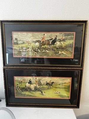 Impresiones ecuestres de colección Edwin Meier Fox Hunt - Lote de 2 arte enmarcado Foto 1 de 4