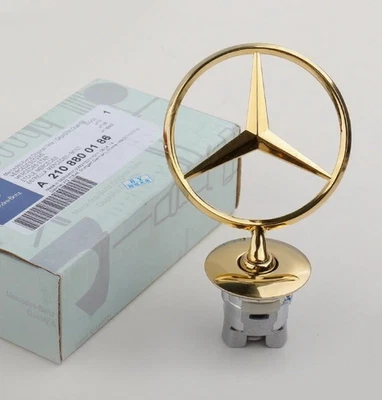 Gold For Mercedes-Benz C E S Badge Front Hood Ornament Mounted Star Emblem NEW - Image 1 of 4