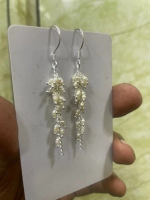 Orecchini in argento sterling 925 pietre preziose madreperle gioielli... - Immagine 1 di 4