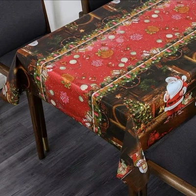 Heavy Duty Vinyl Tablecloths Christmas  Waterproof Oil-Proof PVC Table Cloth - Image 1 of 3