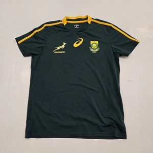 ASICS South Africa Rugby Jersey Training Shirt Mens Sz Large L Green Springboks - Picture 1 of 6