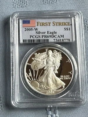 2005 W PF69 PCGS DCAM American silver eagle . - Image 1 of 2