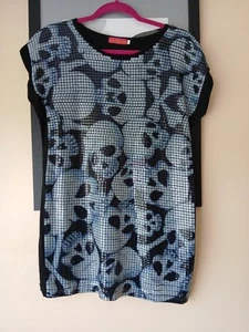 NEW WITHOUT TAGS Butler and Wilson T-Shirt Dress, Sequin Skull Print, Size SMALL - Picture 1 of 2