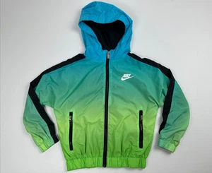 Nike Boys Jacket Size 4 5 Green Blue Rise Gradient Spring Fall Coat Zip Ombre - Picture 1 of 10