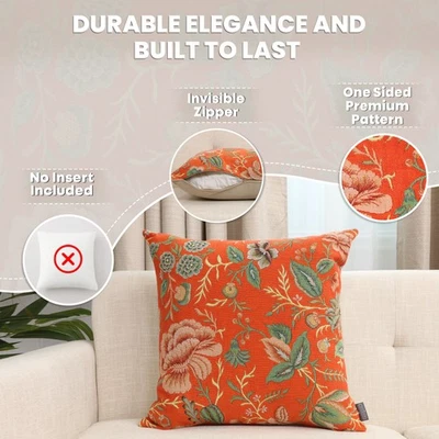 Naranja Peonía (A) - Funda Almohada Tapiz Francés - Cojín Floral 19x19 Foto 1 de 4