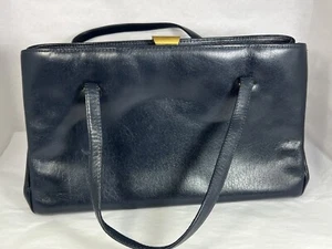 Bolso/bolso de mano vintage de vuelo Margolin Globe Trotter Premium años 60 - azul marino - Imagen 1 de 23