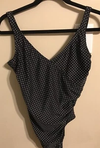 Gottex black white polka dot one piece swimsuit built in bra 12 - 42 - Picture 1 of 8
