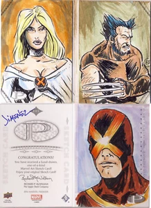 2014 Marvel Premier Dual Panel Sketch Card Jiminez Emma Frost Wolverine Cyclops - Picture 1 of 1
