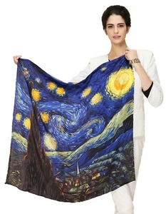 Grace Scarves 100% Silk Scarf, Large, Artists Collection (van Gogh & Monet) - Picture 1 of 77
