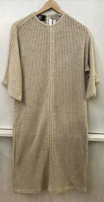 Castleberry Gumps Beige Knit VINTAGE Half Sleeve Silk Blend Sweater Dress M - Image 1 of 4