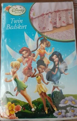 Falda de cama doble Disney Fairies "FLOW OF ART" JCP rosa floral nueva con etiquetas en paquete Foto 1 de 4