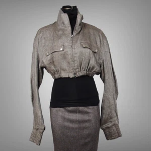 BELSTAFF BLACK LABEL LINEN RARE GRAY DORSET SHORT BLOUSON JACKET EU SIZE 40 NWT - Picture 1 of 6