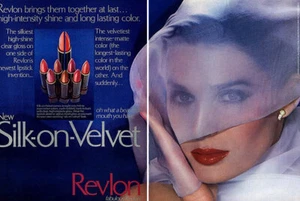 1982 Revlon silk-on-velvet lips lipstick makeup vintage 2-page MAGAZINE AD - Bild 1 von 1