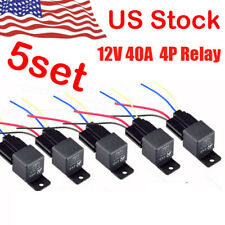 5 Pack 12v 30/40 Amp 5pin SPDT Automotive Relay With Wires&harness Socket Set