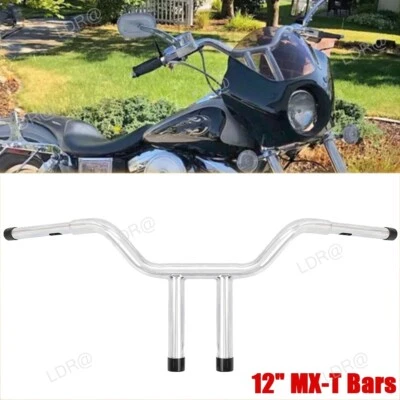 12" MX-T Bar 1-1/4" Fat Handlebar For Harley Softail Sportster Dyna - Image 1 of 4