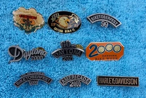 Lot of 9 Motorcycle / Biker Lapel / Vest Pins Daytona, Biketoberfest, Etc 94-01 - Picture 1 of 4