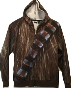 Chewbacca Hoodie Jacket Mesh Zip Face Size Medium Unisex Zip STAR WARS  - Picture 1 of 7