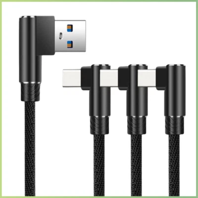 90 Degree Angle USB-A to USB-C Charger Cable Fast Charging Type-C Data Sync Cord - Image 1 of 4