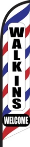 WALKINS WELCOME BARBER SWOOPER FEATHER FLAG BANNER SIGN 8239 - Picture 1 of 1