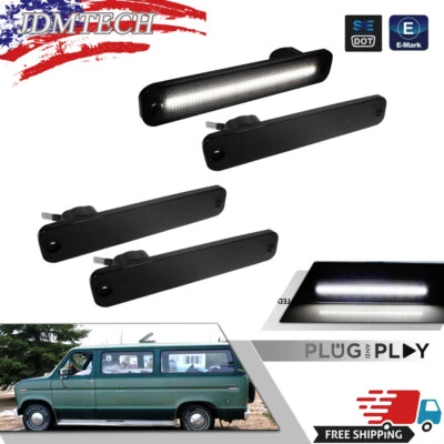 Luces de señalización laterales LED blancas con lente ahumada 4 piezas para Ford E-100 Econoline 1975-1983 Foto 1 de 4