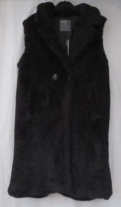 LADIES MATALAN PAPAYA OUTERWEAR BLACK FLEECE LINED LONG WAISTCOAT SIZE 16 - Picture 1 of 5