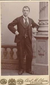 Cabinet Card, 1870s Young Swedish Man, by Charles M. Olson, Göteborg - Picture 1 of 2