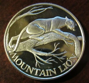 Mountain Lion North American Wildlife Series 2 Troy Oz. .999 Fine Silver Round - Picture 1 of 2