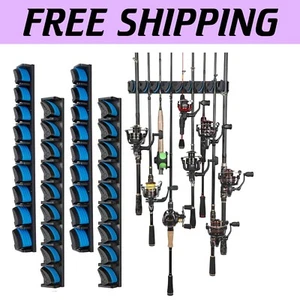 4 Pack Fishing Rod Holders - Essential Wall-Mounted Gear Organizer for Anglers - Picture 1 of 10