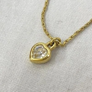 Christian Dior Heart Motif Rhinestone Chain Necklace Pendant Gold Plated 44.5cm - Picture 1 of 6