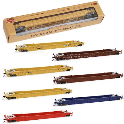 3pcs HO Scale 53ft Well Car 1:87 53' Concave Bottom Flat Cars C8759 - Image 1 of 4