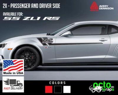 Fits Chevrolet Camaro zl1 RS SS Convertible sides X2 doors decal sticker stripes - Image 1 of 3