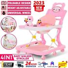 4 In 1 Pink Foldable Adjustable Baby Girl Walker Stroller Play Anti Rollover  Au