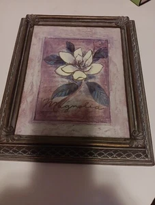HOME INTERIORS MAGNOLIA PICTURE DECOR HOMCO PRINT 12x10 FRAMED PICTURE - Picture 1 of 5