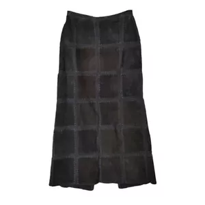 OUTFIT JPR Quilted Suede Maxi Skirt Womens Size 6 Black Goth Witch Western Boho - Picture 1 of 9