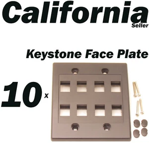 10 Faceplate 8 Port Keystone Jack RJ45 CAT5 CAT5e CAT6 Network Wall Plate Black  - Picture 1 of 6