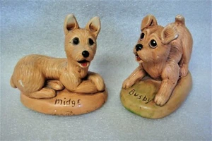 2 Vintage PUPPY DOG FIGURES by MOORCRAFT ENGLAND "Midge" and "Busby" - Picture 1 of 8