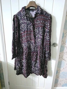 Asda George Floral Tiered Mini Shirt Dress UK Size 18 - Picture 1 of 9