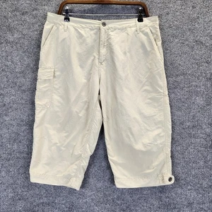 Reel Legends Pants Womens XL Beige Nylon Capri Cropped Fishing Cargo Drawstring - Picture 1 of 11