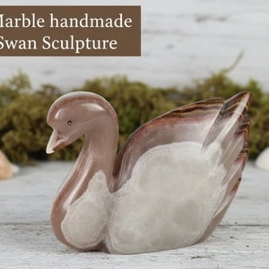 Marble Animal Figurine Swan Collectible Desk Mantel Decorative Christmas Gift - Picture 1 of 13